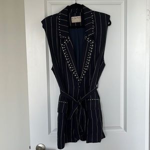 Free People Dark Blue Pinstripe Vest